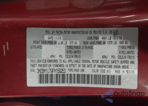 2015 Mazda 3 I Sport z USA, uszkodzony, nr VIN 3MZBM1U79FM169253